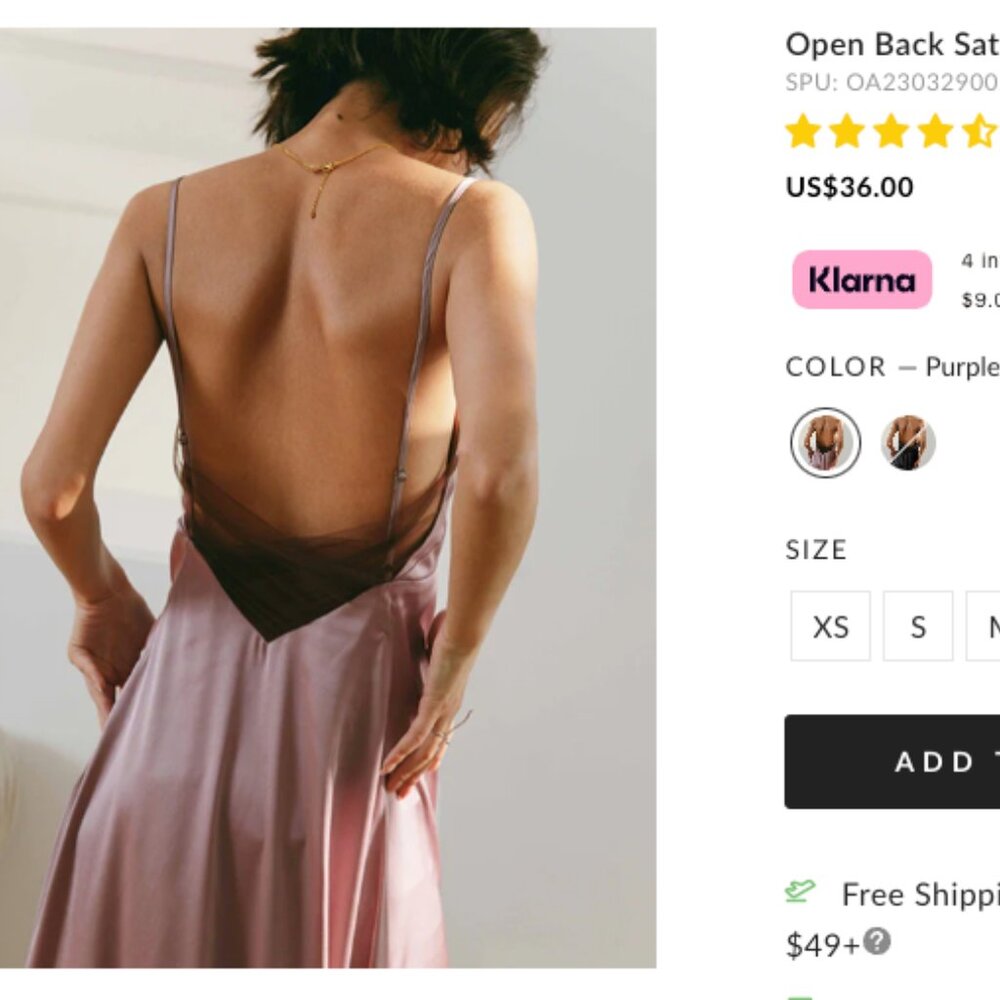Commense Open Back Satin Long Dress - Purple/Mauve